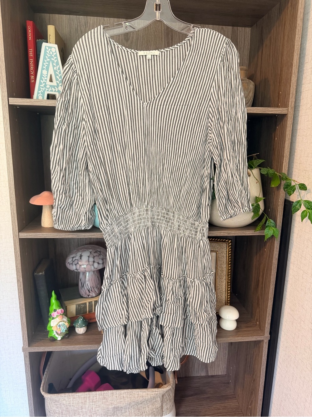 Z Supply Black & White Striped V-Neck Dress